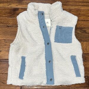 Thread & Supply Teddy Corduroy Vest Ice Blue and Cream